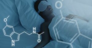 Melatonin formula and sleeping woman