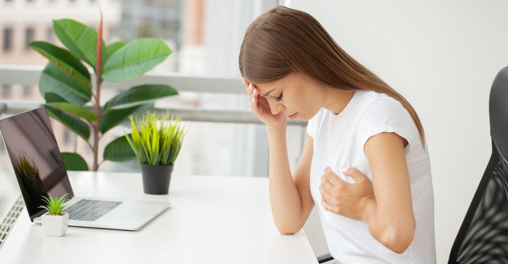 Woman in pain.
